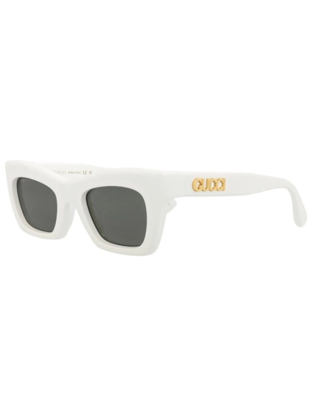 New Gucci Women's Sunglasses Cat Eye Recycled Acetate Frame White White Grey